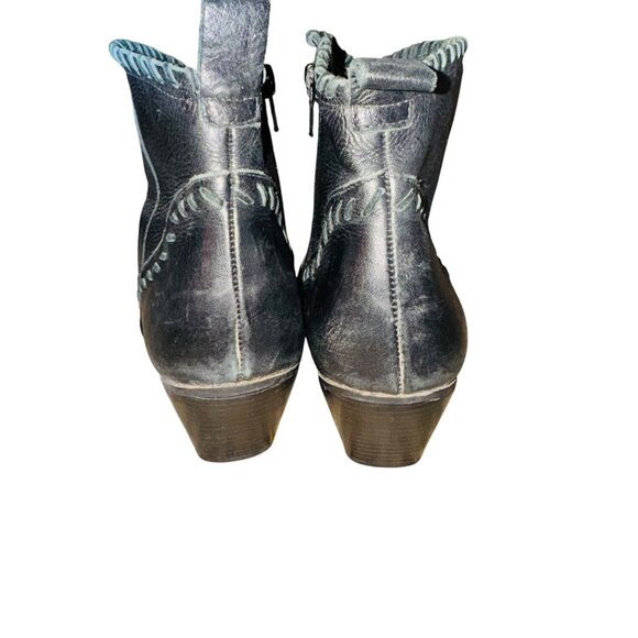 Gianni Bini Black Leather Cowgirl Western Ankle Boots Womens Size 7 Boho Braided - Picture 11 of 12